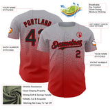 Custom Gray Black-Red Fade Fashion Speckle Authentic Baseball Jersey