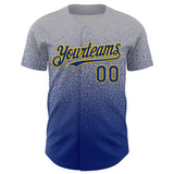 Custom Gray Royal-Gold Fade Fashion Speckle Authentic Baseball Jersey