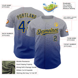 Custom Gray Royal-Gold Fade Fashion Speckle Authentic Baseball Jersey