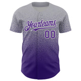Custom Gray Purple-White Fade Fashion Speckle Authentic Baseball Jersey