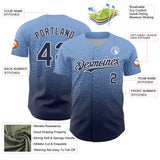 Custom Light Blue Navy-White Fade Fashion Speckle Authentic Baseball Jersey