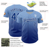 Custom Light Blue Royal-White Fade Fashion Speckle Authentic Baseball Jersey