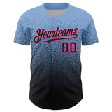 Custom Light Blue Black-Pink Fade Fashion Speckle Authentic Baseball Jersey