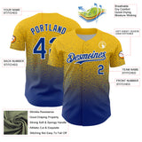 Custom Yellow Royal-White Fade Fashion Speckle Authentic Baseball Jersey