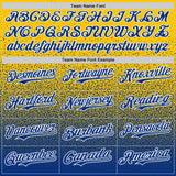 Custom Yellow Royal-White Fade Fashion Speckle Authentic Baseball Jersey