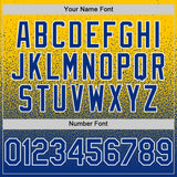 Custom Yellow Royal-White Fade Fashion Speckle Authentic Baseball Jersey