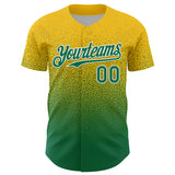 Custom Yellow Kelly Green-White Fade Fashion Speckle Authentic Baseball Jersey