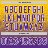 Custom Yellow Purple-White Fade Fashion Speckle Authentic Baseball Jersey