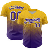 Custom Yellow Purple-White Fade Fashion Speckle Authentic Baseball Jersey