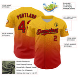 Custom Yellow Red-Black Fade Fashion Speckle Authentic Baseball Jersey