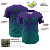 Custom Purple Black-Teal Fade Fashion Speckle Authentic Baseball Jersey