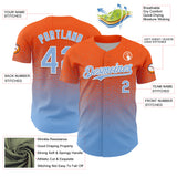 Custom Orange Light Blue-White Fade Fashion Speckle Authentic Baseball Jersey