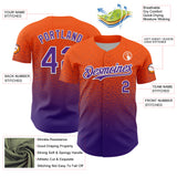 Custom Orange Purple-White Fade Fashion Speckle Authentic Baseball Jersey