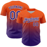 Custom Orange Purple-White Fade Fashion Speckle Authentic Baseball Jersey