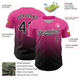 Custom Pink Black-White Fade Fashion Speckle Authentic Baseball Jersey