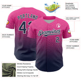 Custom Pink Navy-White Fade Fashion Speckle Authentic Baseball Jersey