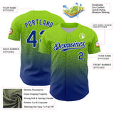 Custom Neon Green Royal-White Fade Fashion Speckle Authentic Baseball Jersey