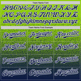 Custom Neon Green Navy-White Fade Fashion Speckle Authentic Baseball Jersey