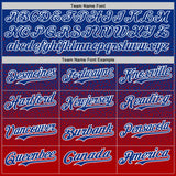 Custom Royal White-Red Fade Fashion Speckle Authentic Baseball Jersey