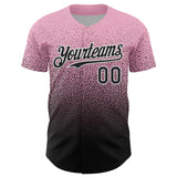 Custom Light Pink Black-White Fade Fashion Speckle Authentic Baseball Jersey