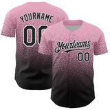 Custom Light Pink Black-White Fade Fashion Speckle Authentic Baseball Jersey
