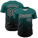 Custom Teal Black-White Fade Fashion Speckle Authentic Baseball Jersey