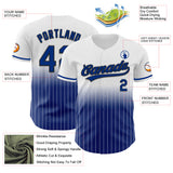 Custom White Pinstripe Royal-Black Authentic Fade Fashion Baseball Jersey