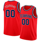 Custom Fire Red Navy-Gray Authentic Basketball Jersey
