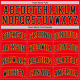 Custom Fire Red Navy-Gold Authentic Basketball Jersey