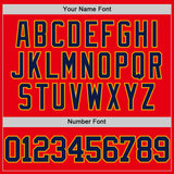 Custom Fire Red Navy-Gold Authentic Basketball Jersey