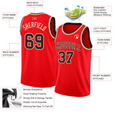 Custom Fire Red Black-Cream Authentic Basketball Jersey