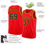 Custom Fire Red Black-Gold Authentic Basketball Jersey