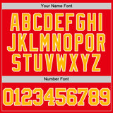 Custom Fire Red Gold-White Authentic Basketball Jersey