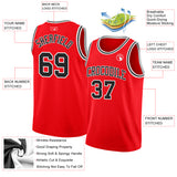 Custom Fire Red Black-White Authentic Basketball Jersey