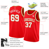 Custom Fire Red White-Old Gold Authentic Basketball Jersey