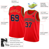 Custom Fire Red Navy-Old Gold Authentic Basketball Jersey