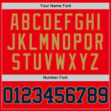 Custom Fire Red Navy-Old Gold Authentic Basketball Jersey