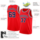 Custom Fire Red Navy-White Authentic Basketball Jersey