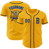 Custom Gold Navy-Light Blue Authentic Baseball Jersey
