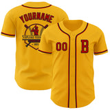 Custom Gold Red-Black Authentic Baseball Jersey