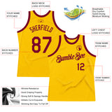 Custom Gold Maroon Authentic Throwback Basketball Jersey