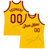 Custom Gold Maroon Authentic Throwback Basketball Jersey
