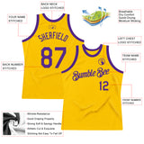 Custom Gold Purple Authentic Throwback Basketball Jersey