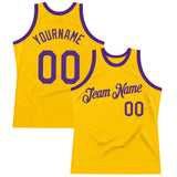 Custom Gold Purple Authentic Throwback Basketball Jersey