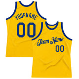 Custom Gold Royal Authentic Throwback Basketball Jersey