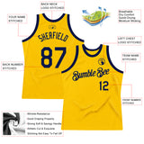 Custom Gold Navy Authentic Throwback Basketball Jersey