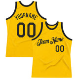 Custom Gold Black Authentic Throwback Basketball Jersey