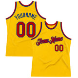 Custom Gold Red-Royal Authentic Throwback Basketball Jersey