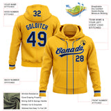 Custom Stitched Gold Navy-Light Blue Baseball Pullover Sweatshirt Hoodie
