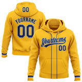 Custom Stitched Gold Navy-Light Blue Baseball Pullover Sweatshirt Hoodie